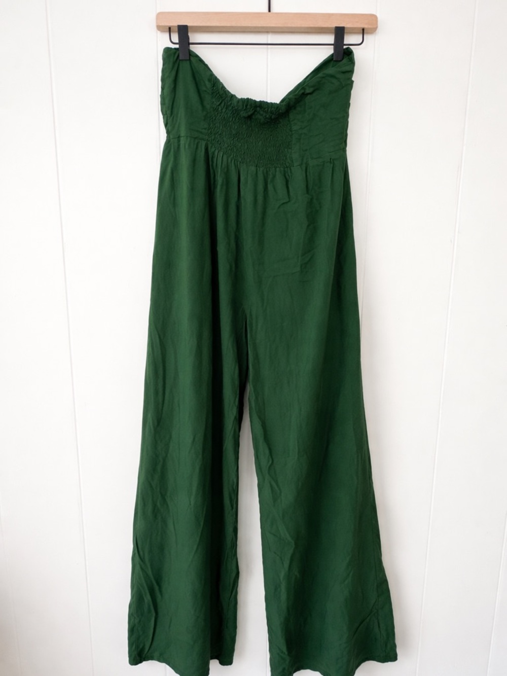 Khush Strapless Wide-Leg Halter Jumpsuit in Forest Green - Picture 4 of 9